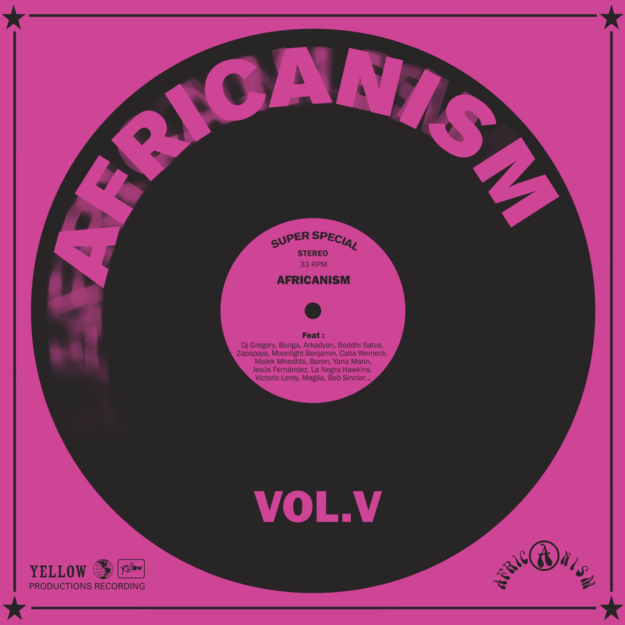 Pochette rose et noire de l’album Africanism Vol. V de Bob Sinclar et Africanism All Stars