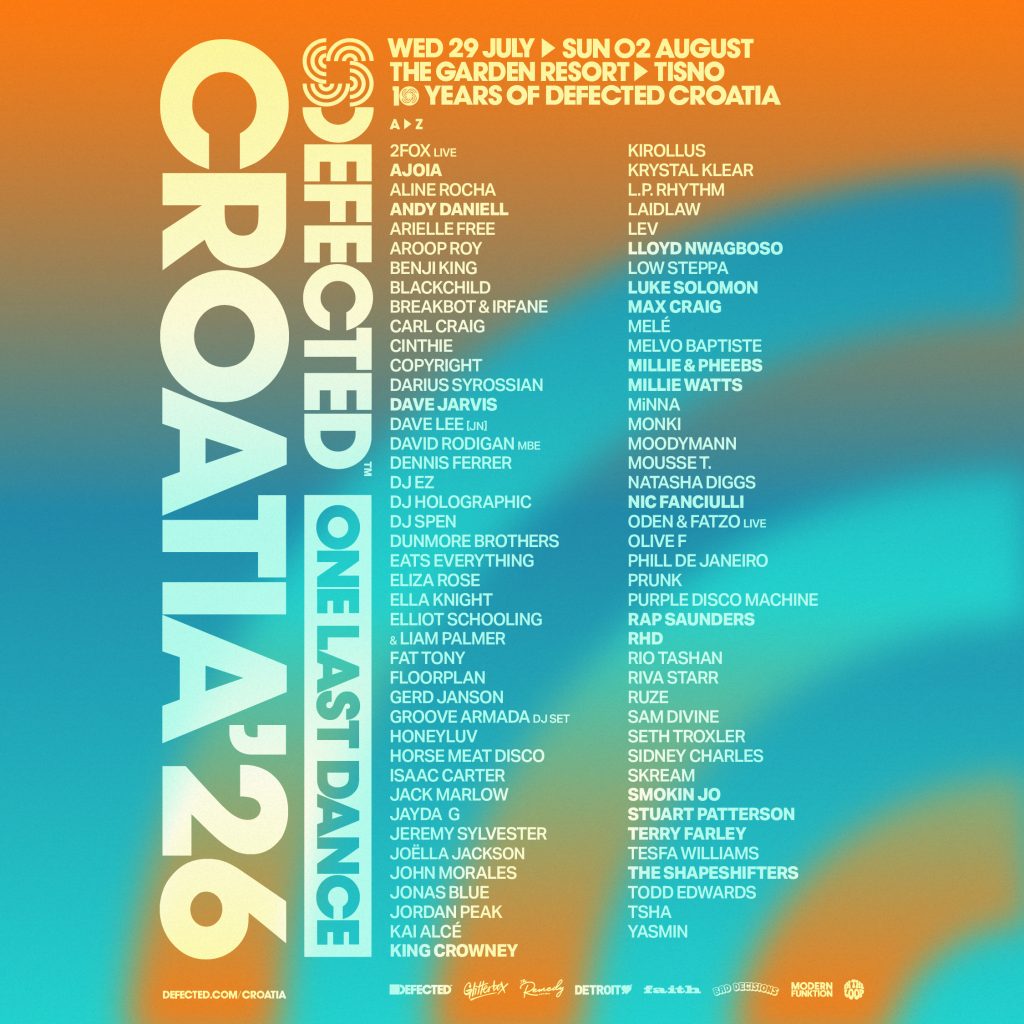 Affiche officielle de la programmation Defected Croatia 2026