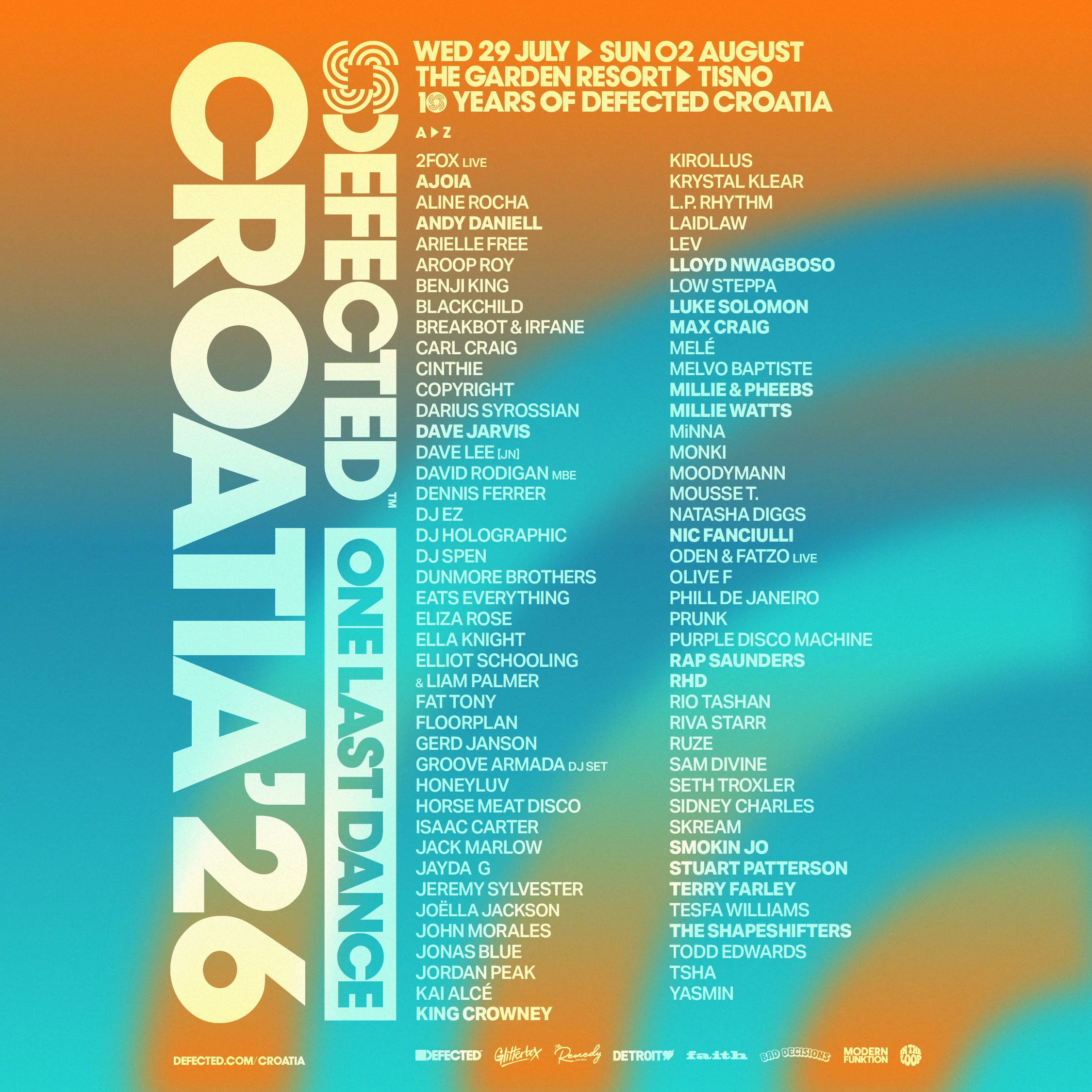 Affiche officielle de la programmation Defected Croatia 2026
