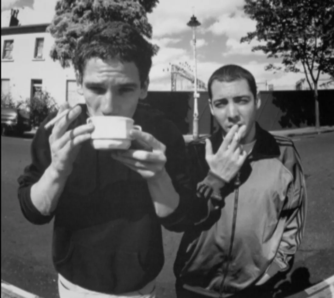Romain Tranchart et Yann Destal, les deux membres de Modjo, photographiés en noir et blanc